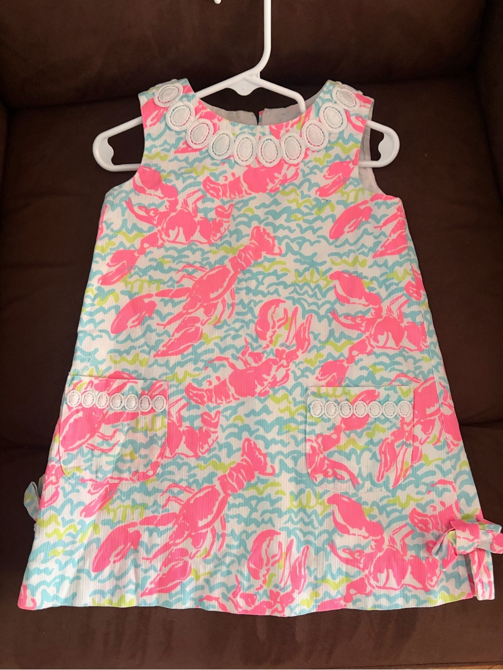 Lilly Pulitzer Girls' Pink Lobster Print Sleeveless shift dress